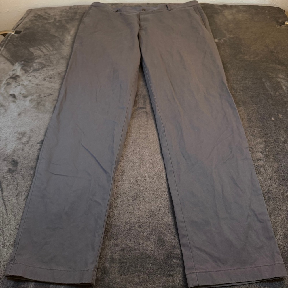 Alton Lane Tailored Fit Chino Pants Mens 38x35 Blue/Gray Flat Front